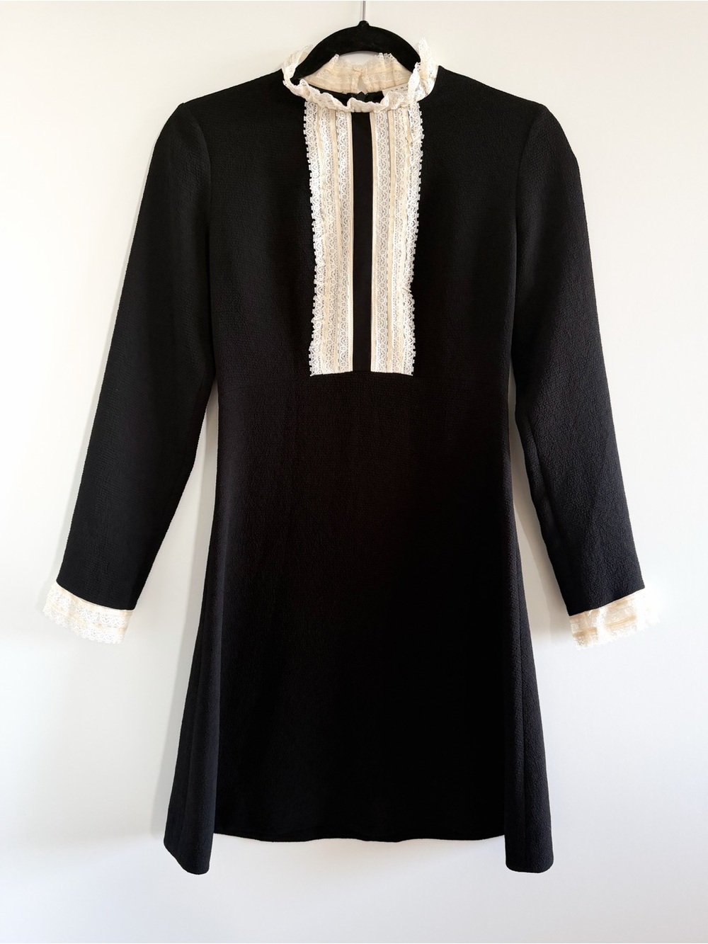 Sandro Black Dress with Ivory Lace Front